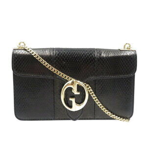 Gucci Python leather shoulder bag black chain
